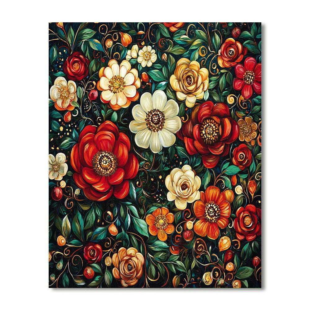 Gustav Klimt Inspired Luminous Flowers  Paint By Numbers