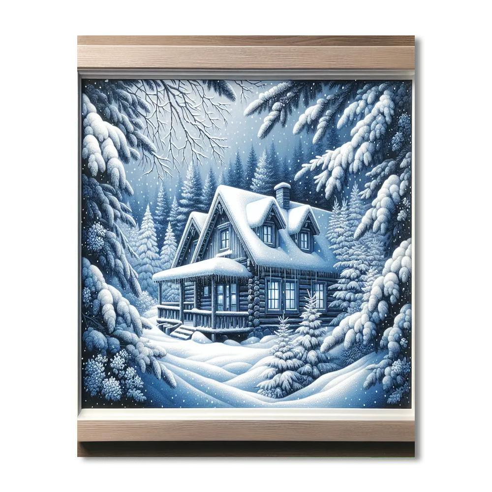 Snowy Mountain Cabin DIY Paint By Numbers