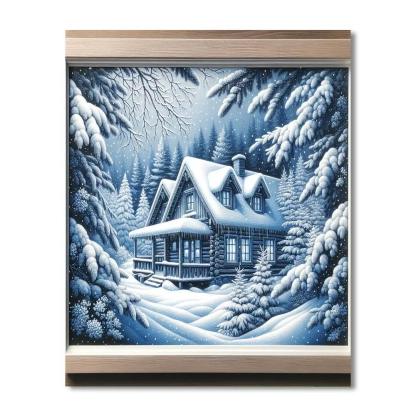 Snowy Mountain Cabin DIY Paint By Numbers