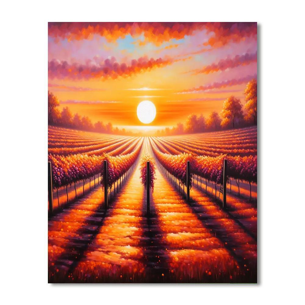 Charming Sunset Vineyard Paint By Number