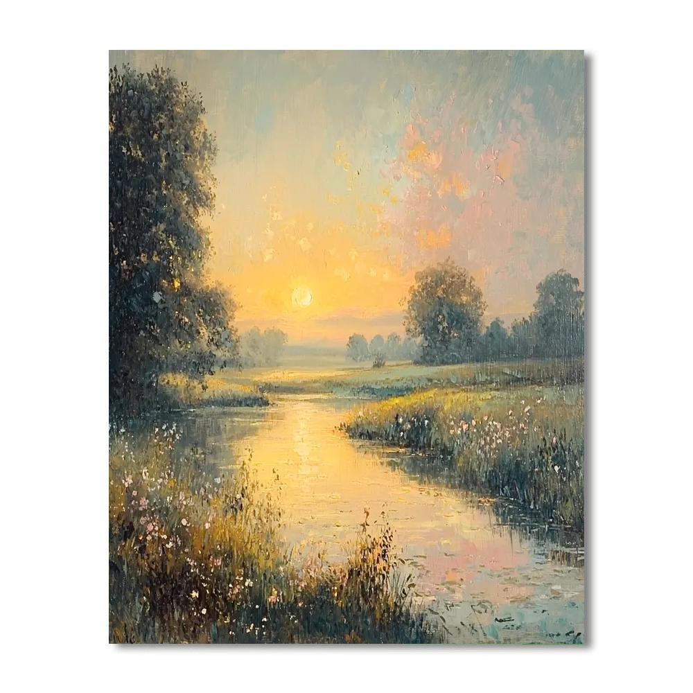 Turner Inspired Radiant Sunrise Meadow  Paint By Numbers
