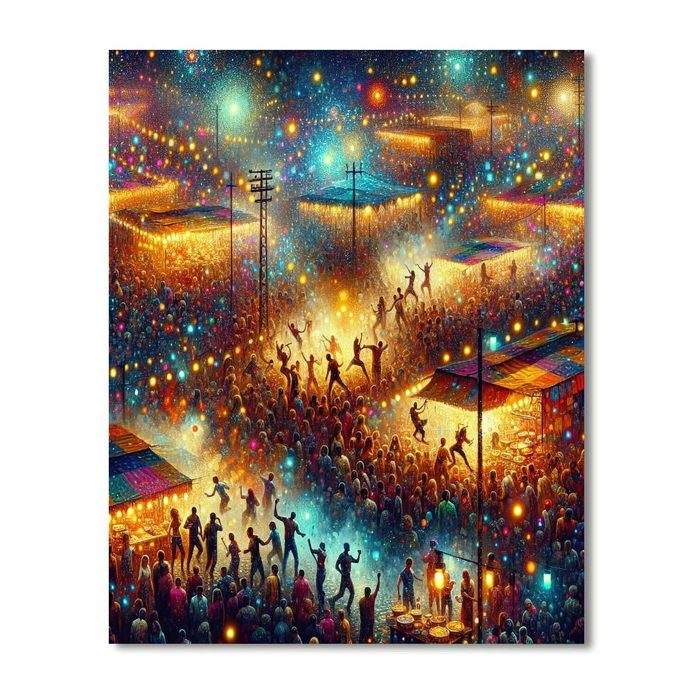 Glittering Night Festival Painting Number Kit