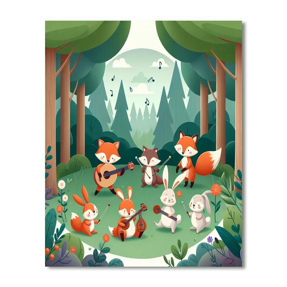 Friendly Woodland Orchestra Paint By Numbers Art