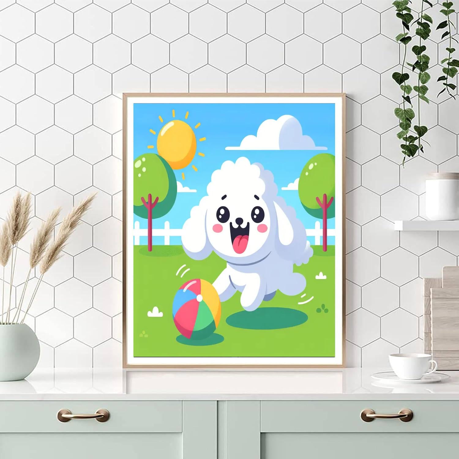 Playful Poodle DIY Paint By Numbers
