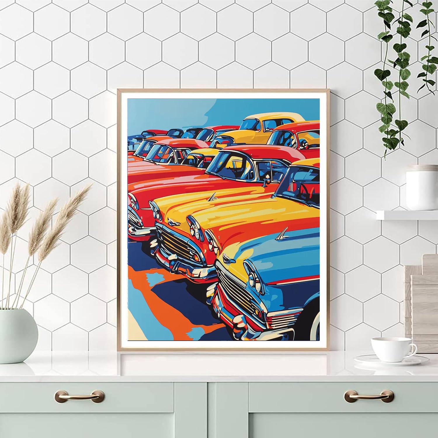 Andy Warhol Inspired Vintage Car Rendezvous  Paint By Number