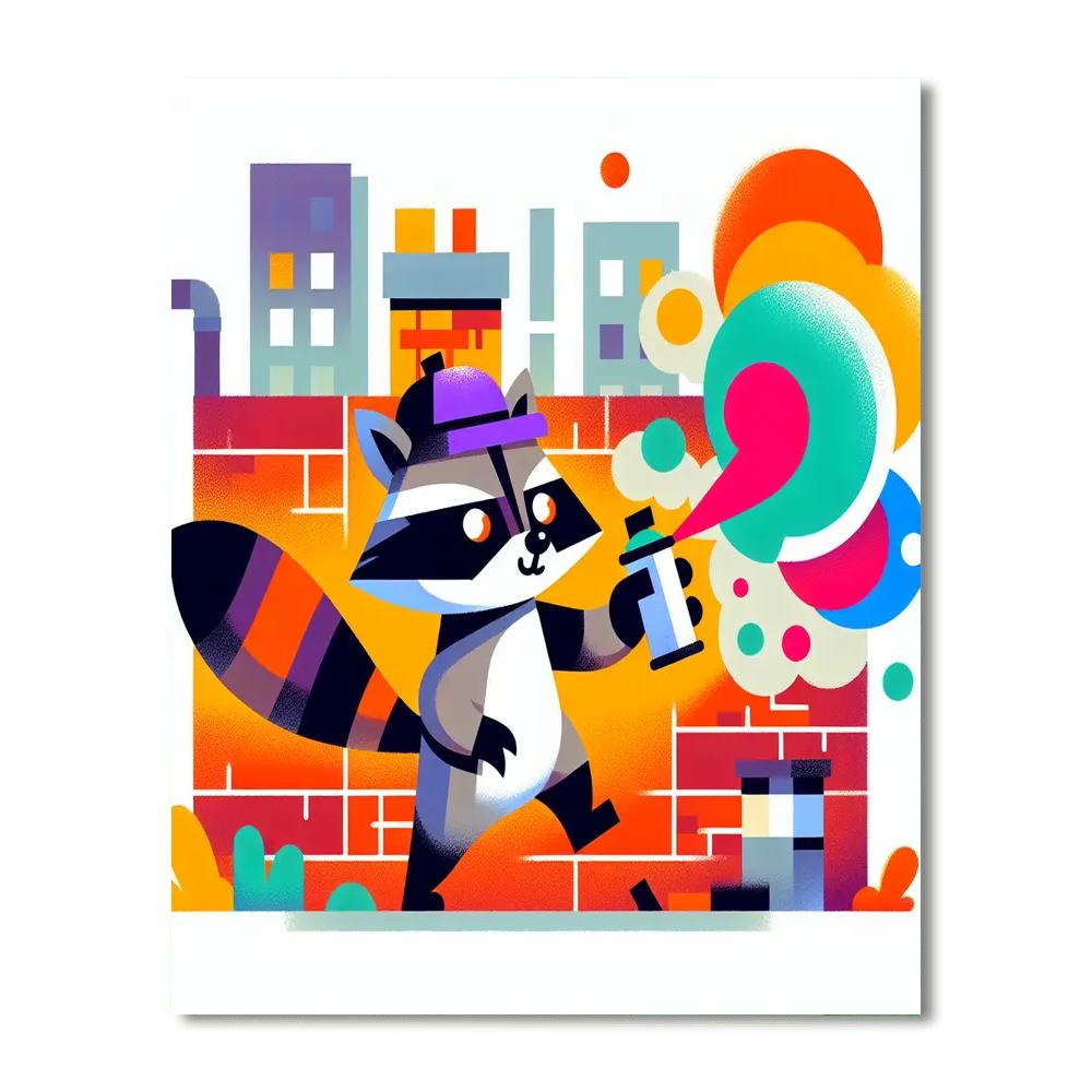 Urban Artist Raccoon Number Painting