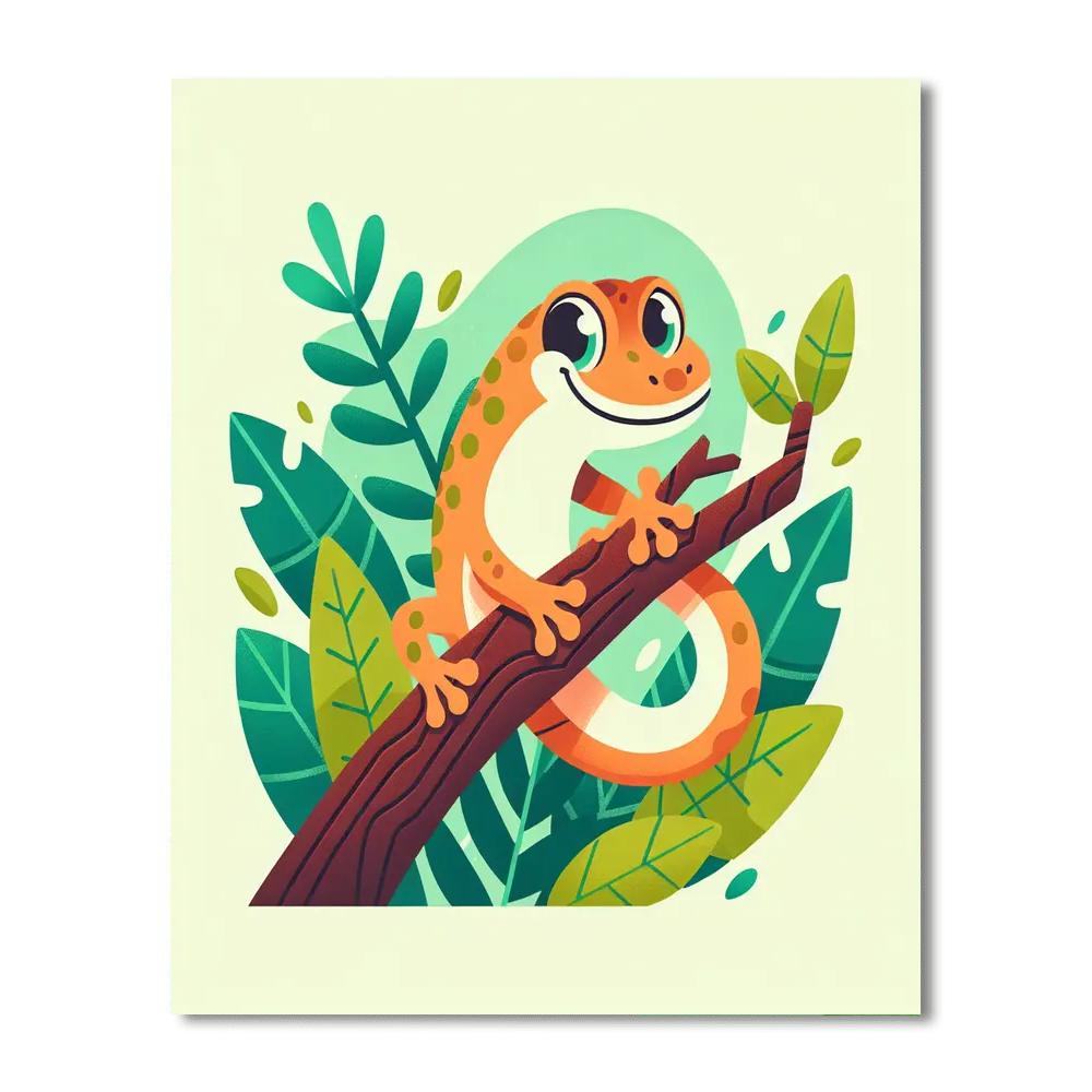 Charming Gecko Number Painting