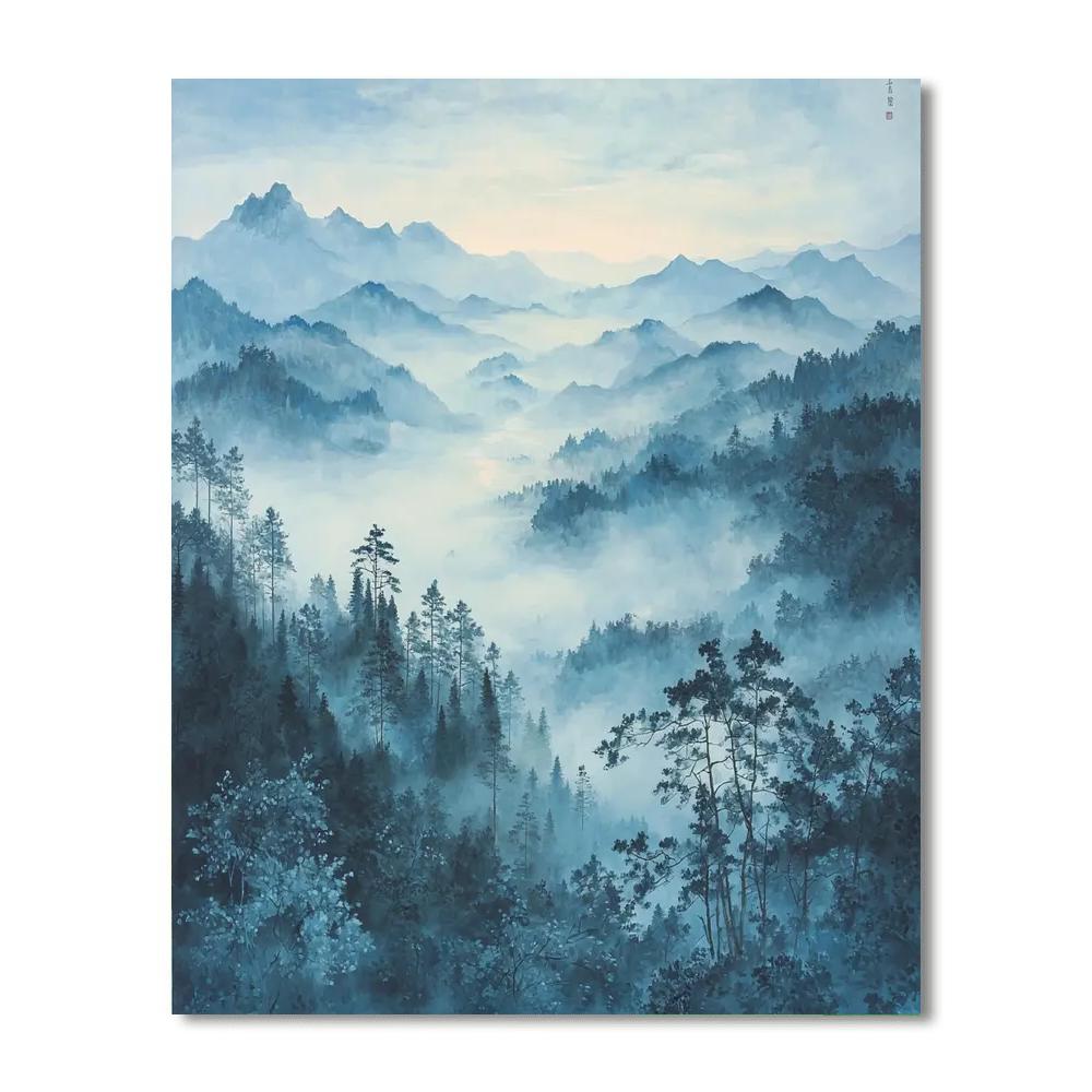 Zhao Mengfu Inspired Transcendence Of Misty Horizons  Paint By Color