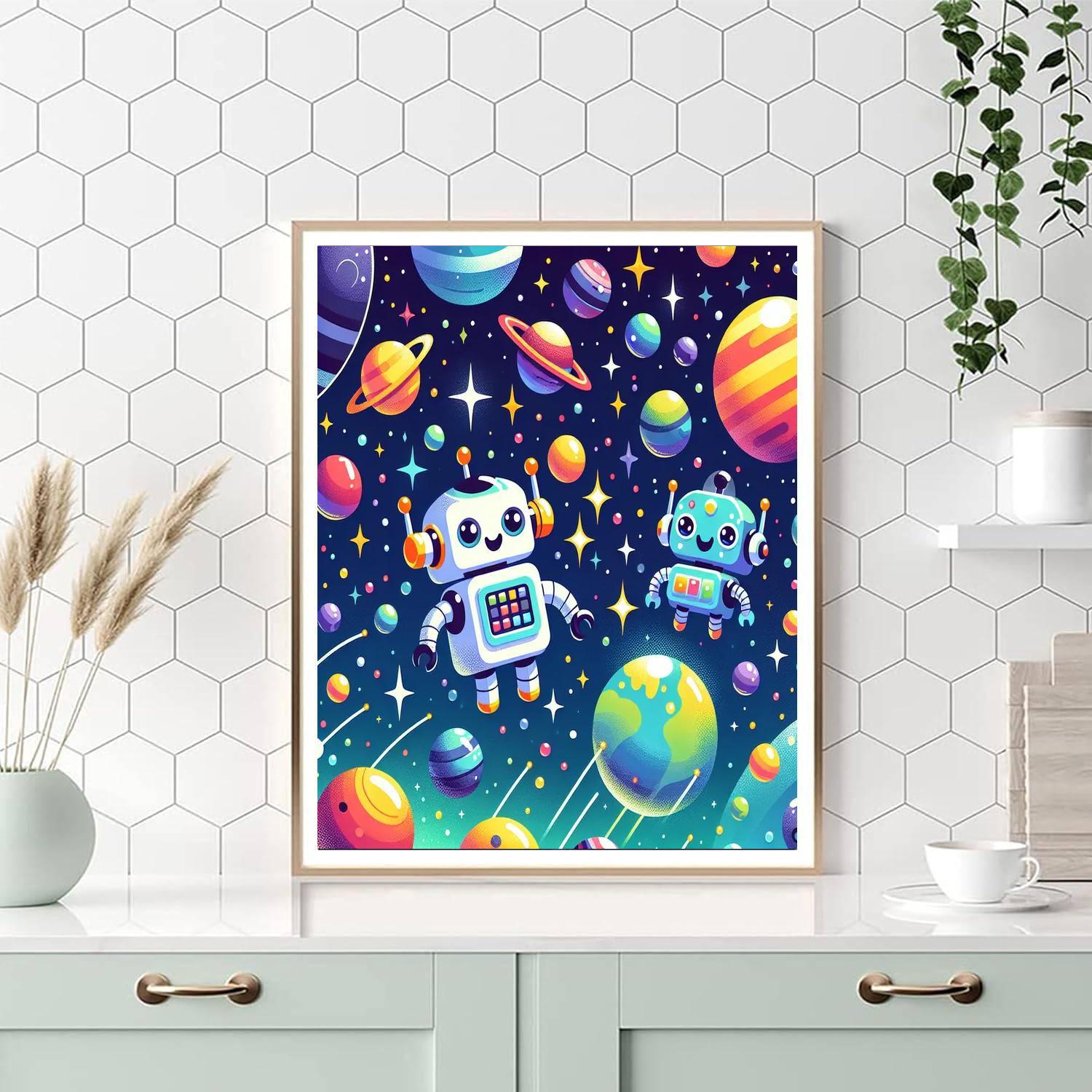 Robots In Space Numbered Painting Kits