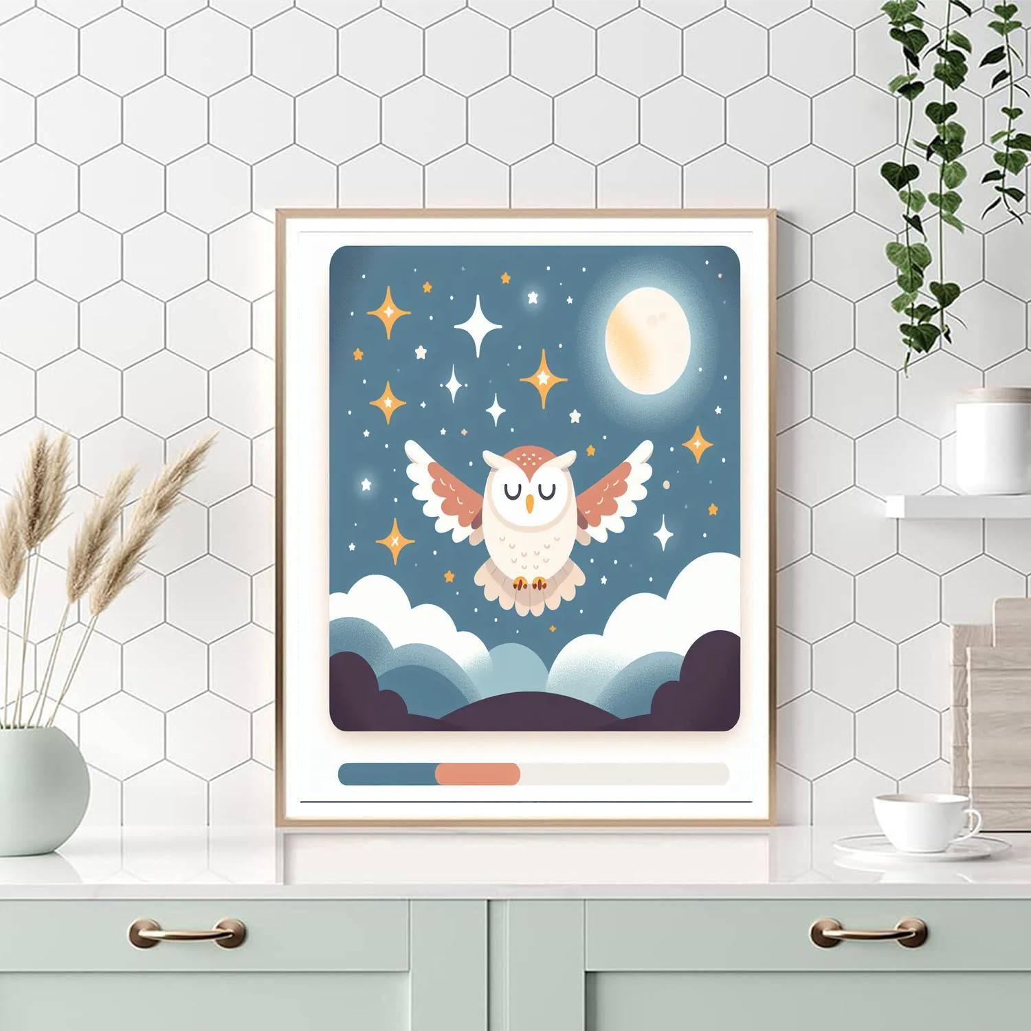 Magical Owl's Midnight Flight Painting Number Kit