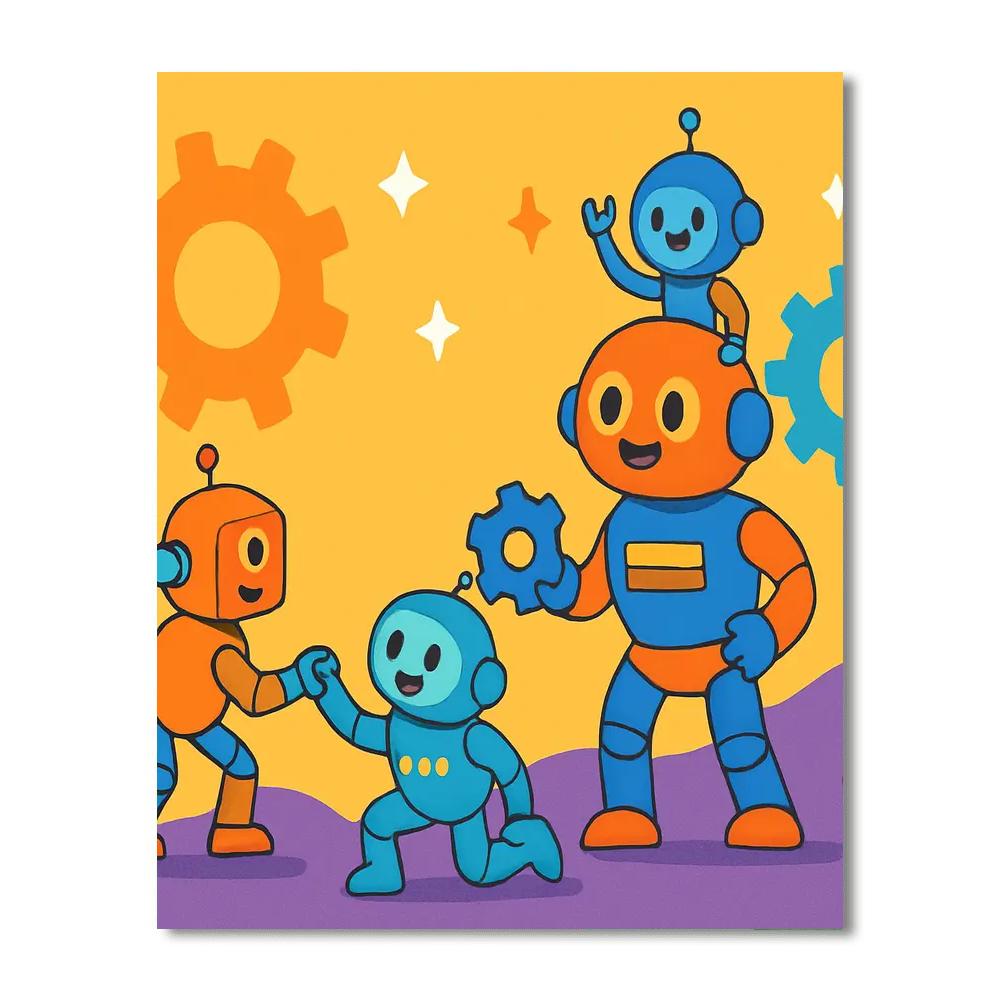 Playful Robot Rescue DIY Paint By Numbers