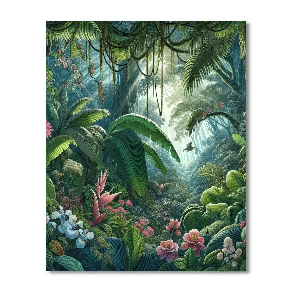 Glistening Rainforest Canopy Painting Number Kit