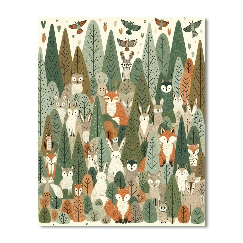 Woodland Animal Parade Painting Number Kit