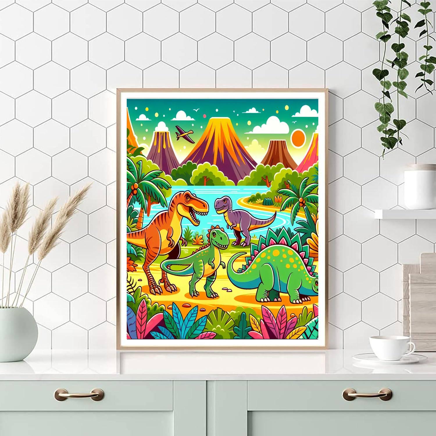 Dinosaurs Roam The Earth Painting By Numbers Kit