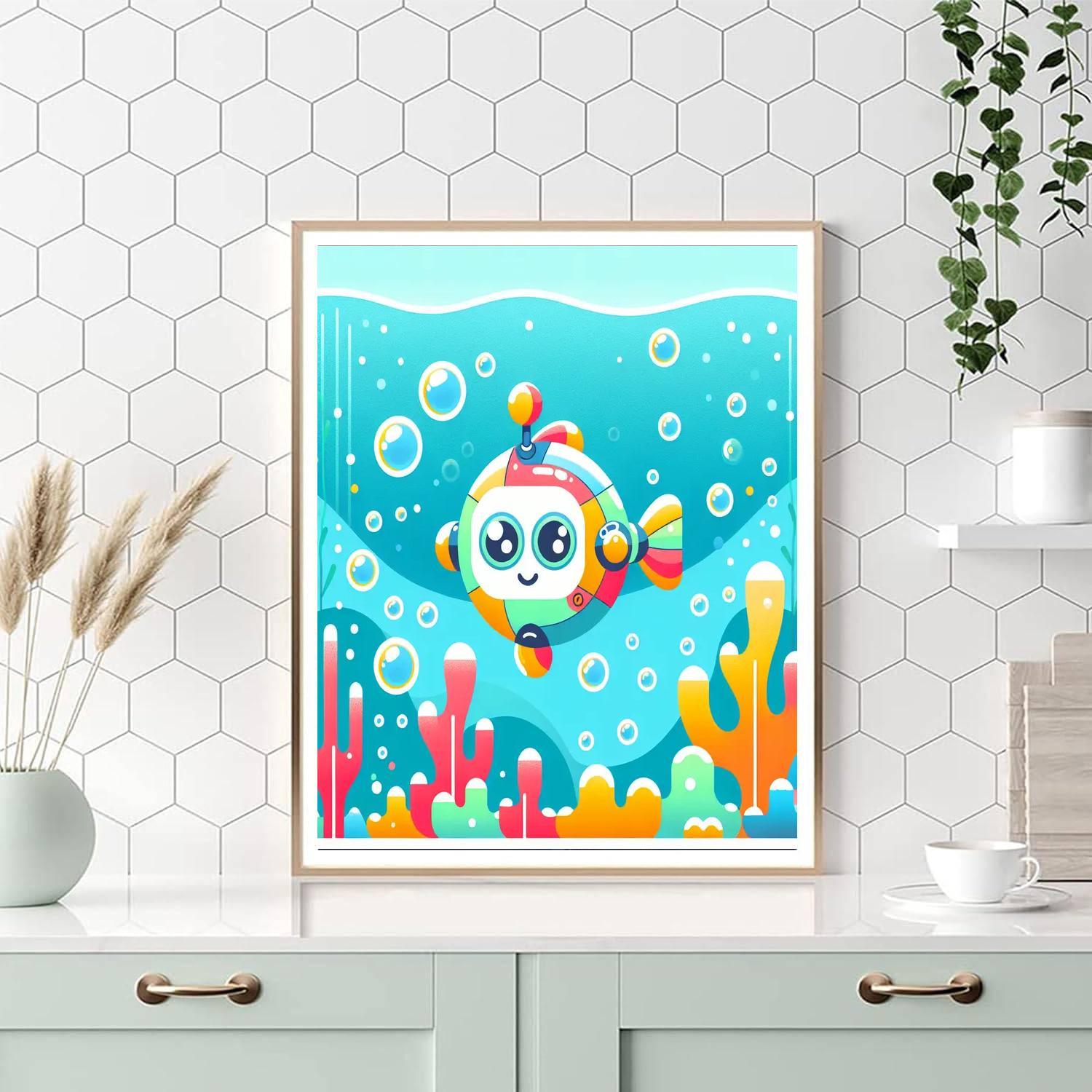 Playful Robot Fish Paint By Numbers Art