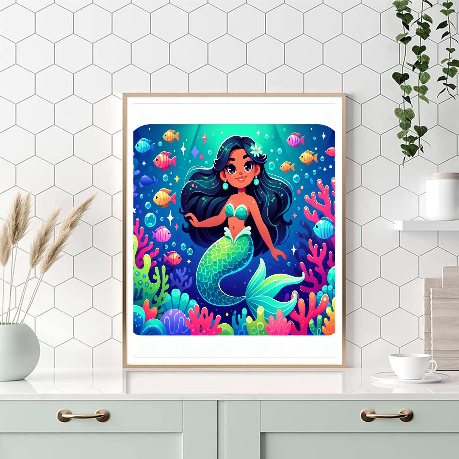 Glittering Mermaid Number Painting