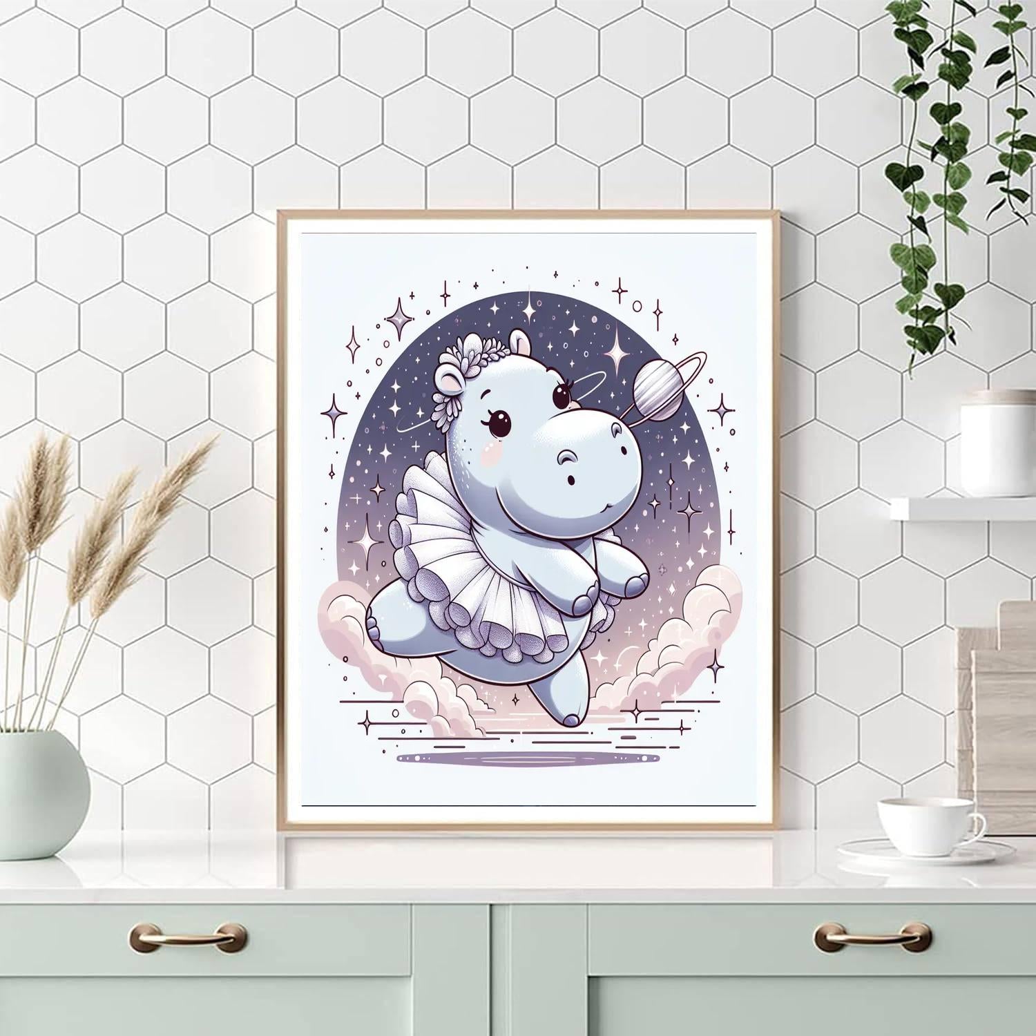 Space Ballet Hippo Number Painting