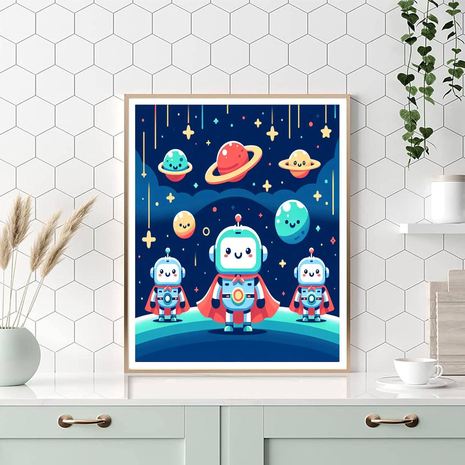 Galactic Robot Heroes Paint By Numbers Art