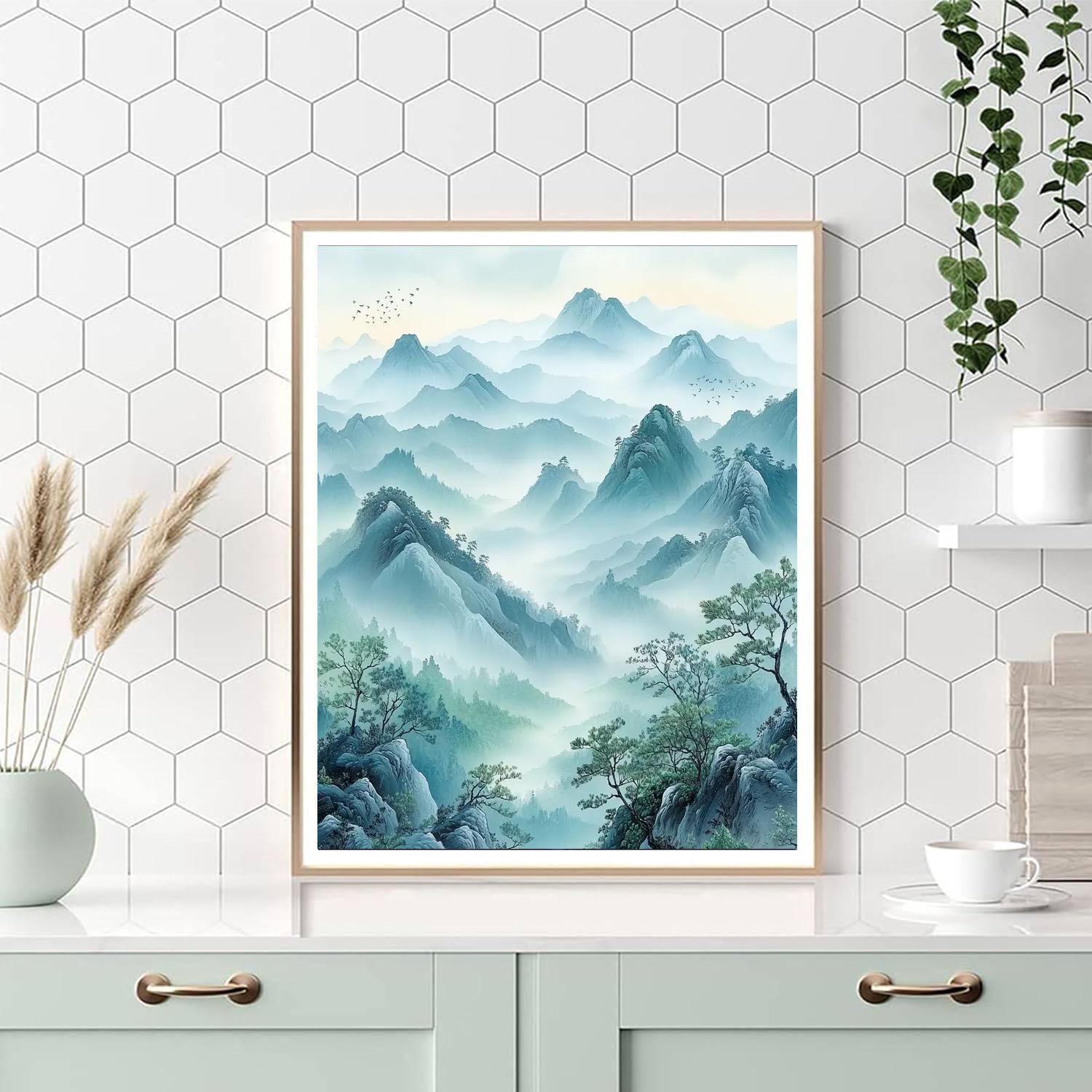 Zhao Mengfu Inspired Serenity Of Misty Mountains  Paint By Color