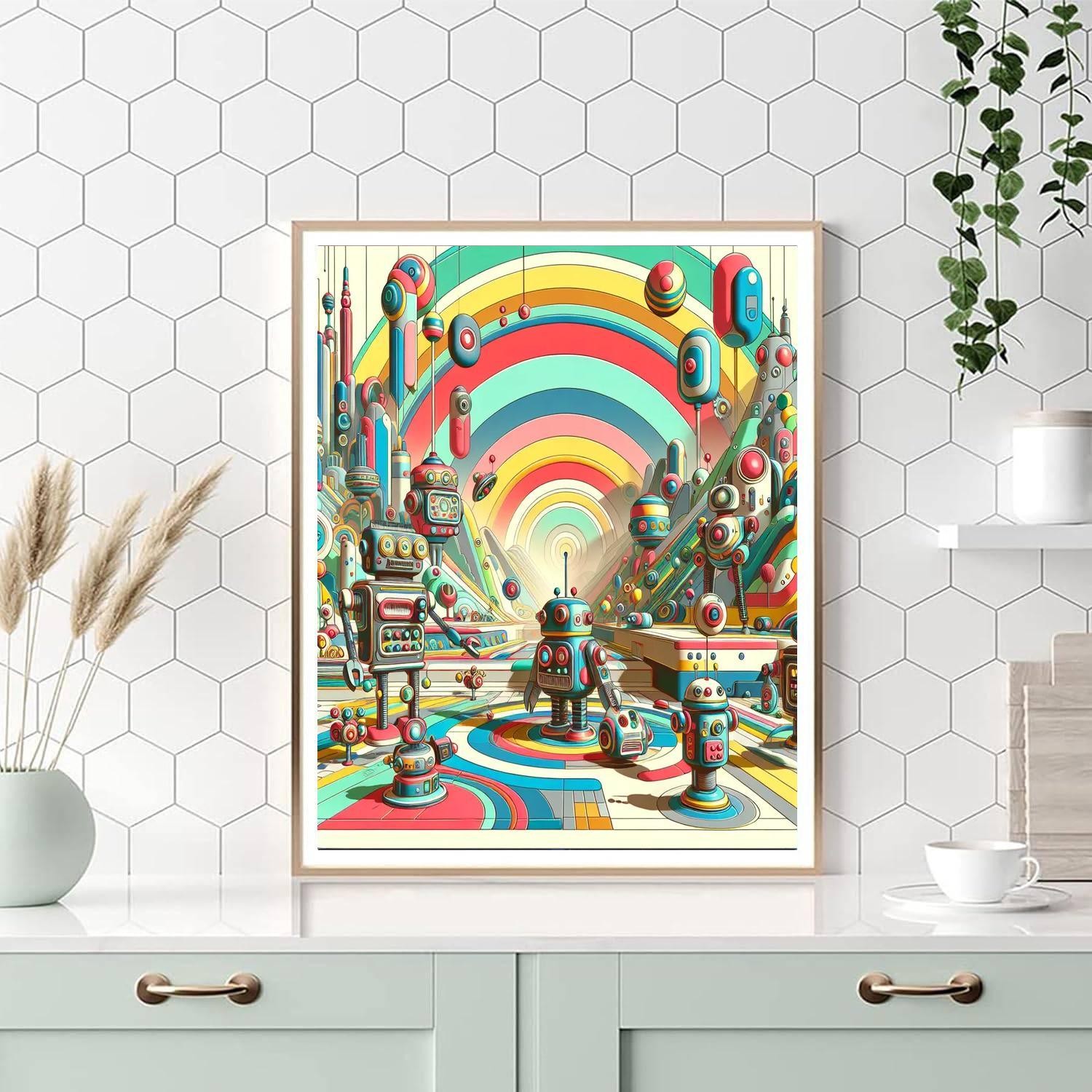 Retro Robot Journey Paint By Color