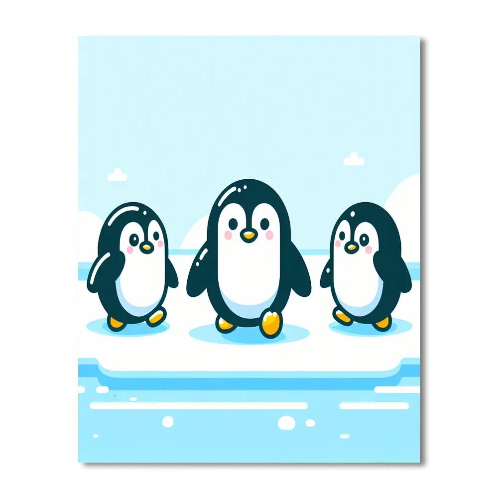 Penguin Parade On Ice Paint By Numbers Art