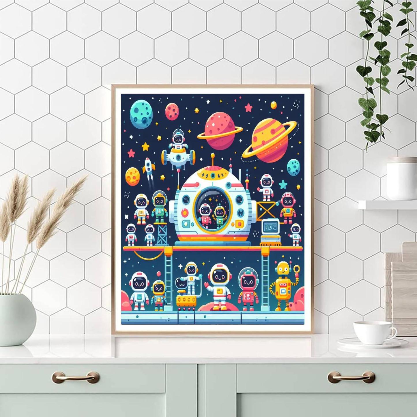 Cosmic Space Station Number Painting
