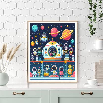 Cosmic Space Station Number Painting