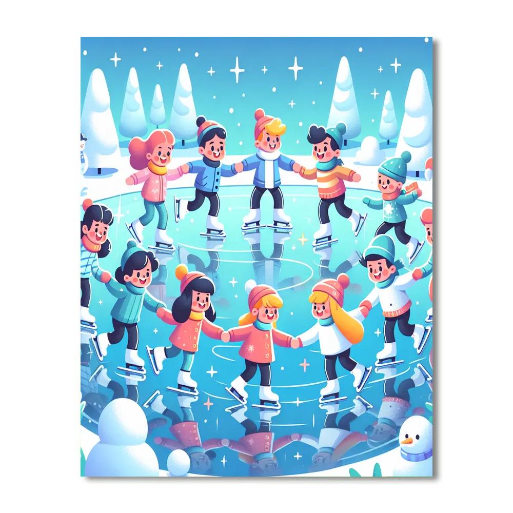 Winter Wonderland Skating Paint By Numbers Art