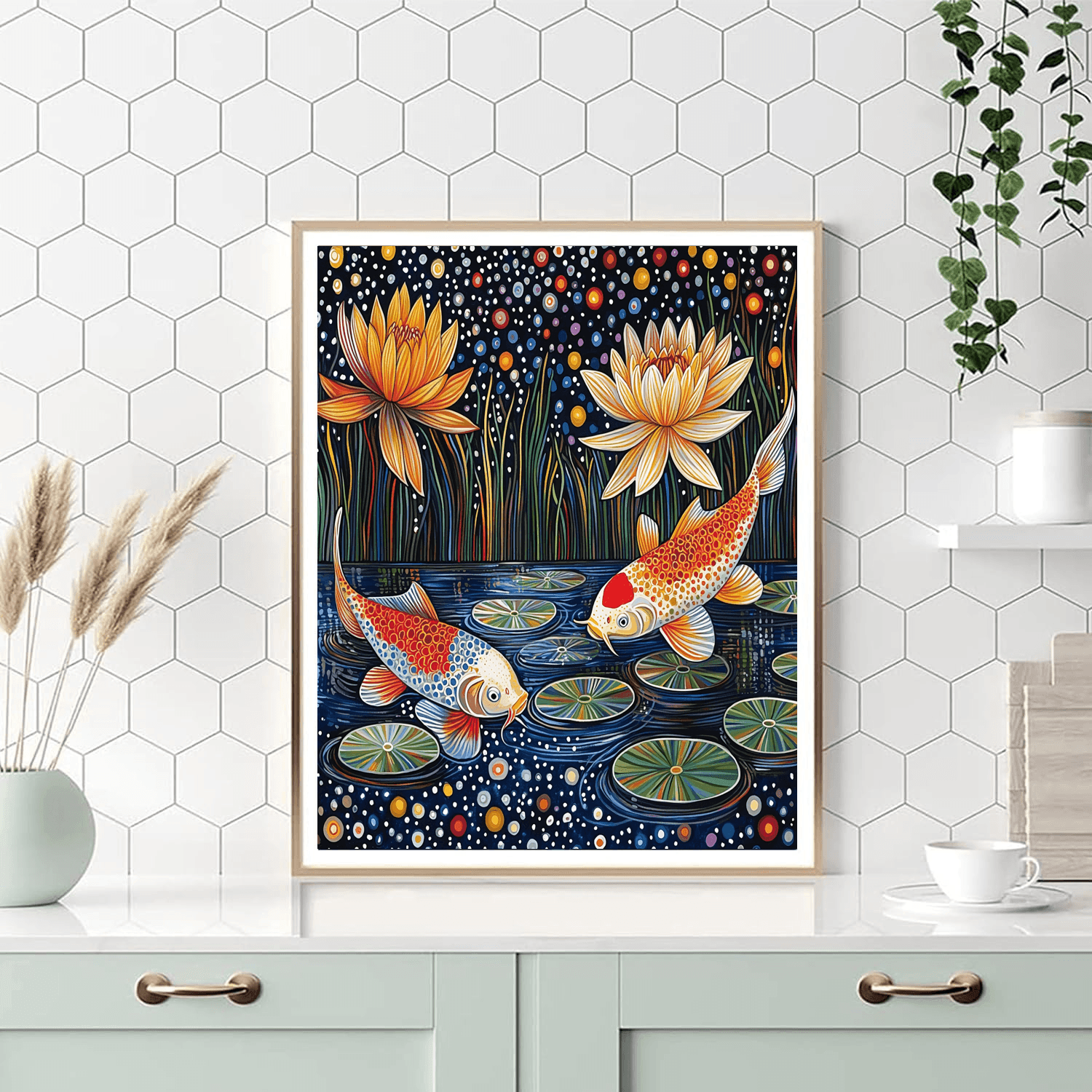 Yayoi Kusama Inspired Playful Koi Pond  DIY Paint By Numbers