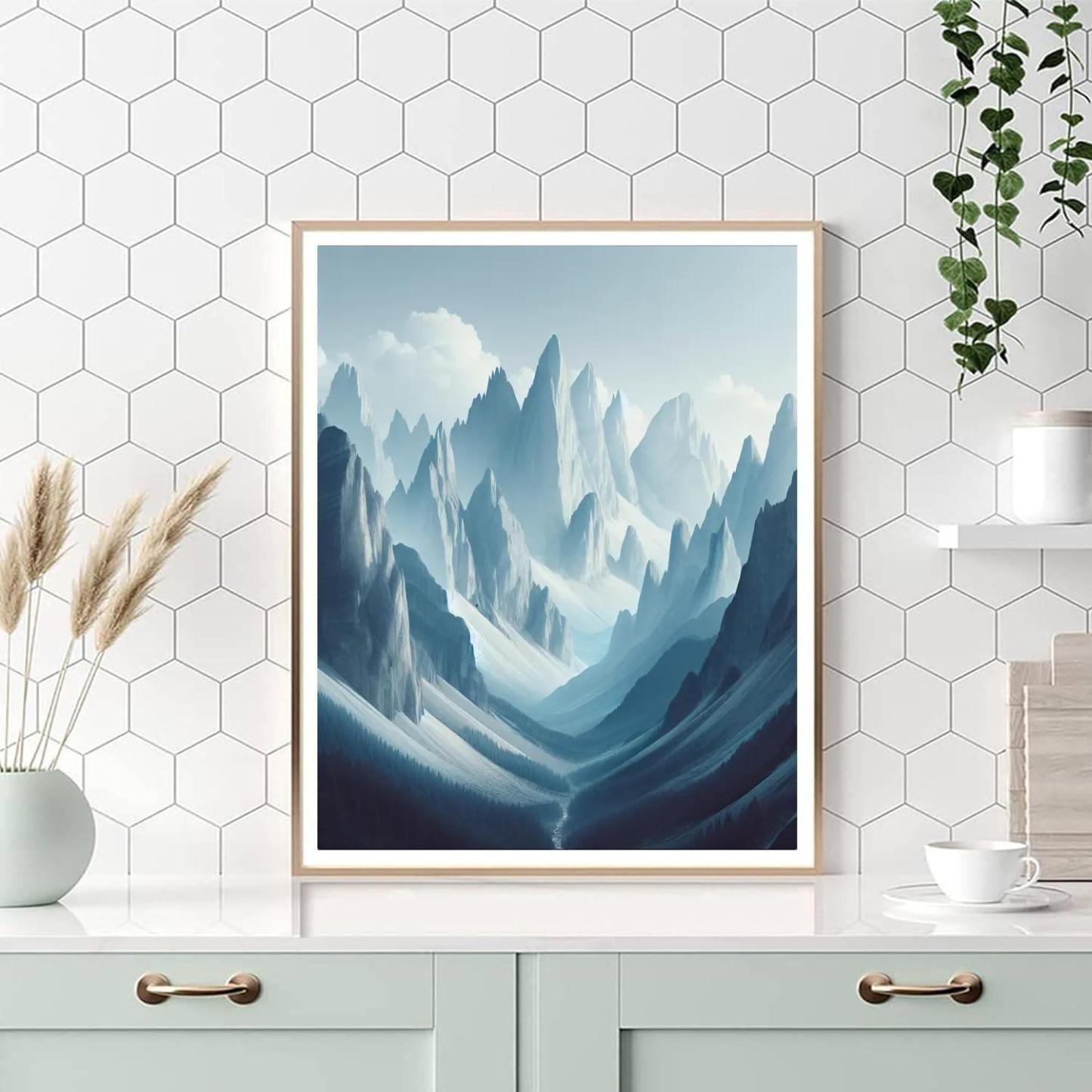 Mountain's Majestic Serenity Number Painting