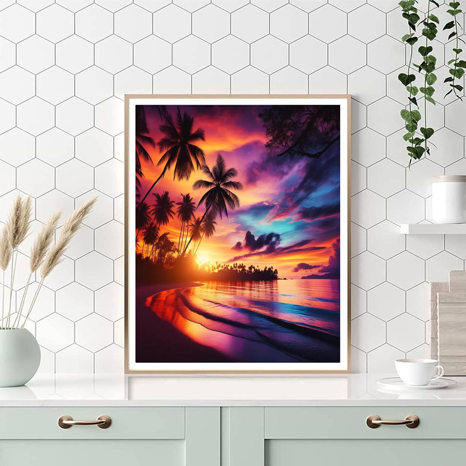 Enchanting Sunset Oasis Painting By Numbers Kit