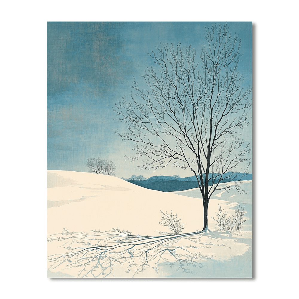Utagawa Hiroshige Inspired Winter Solitude Refuge  Paint By Color