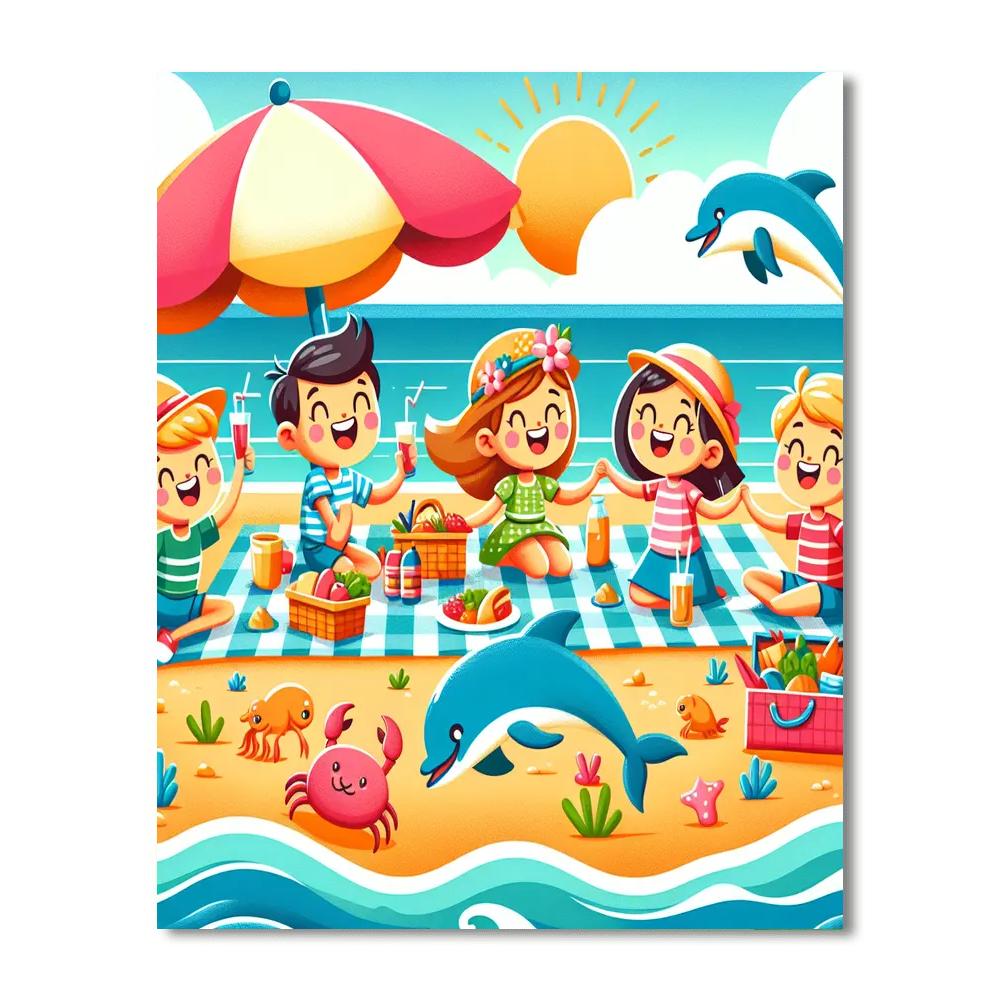 Charming Ocean Picnic Number Painting