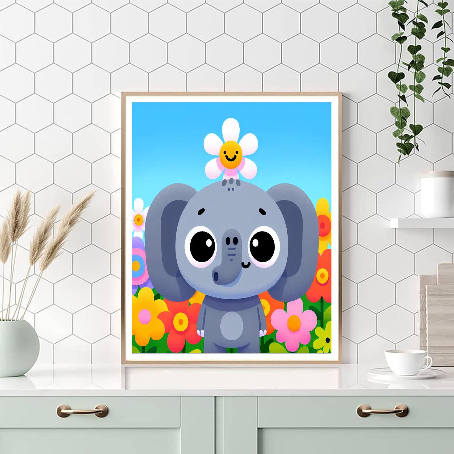 Curious Elephant Paint By Numbers Art