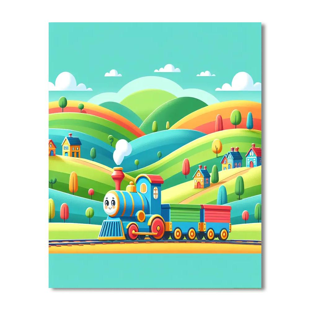 Toy Train Adventure Painting Number Kit