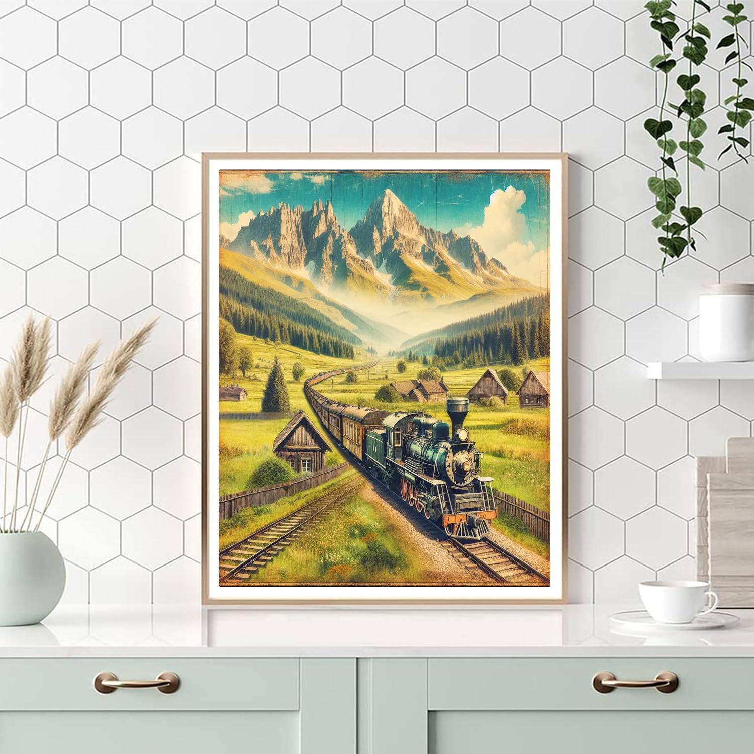 Vintage Railroad Adventure Paint By Numbers Art