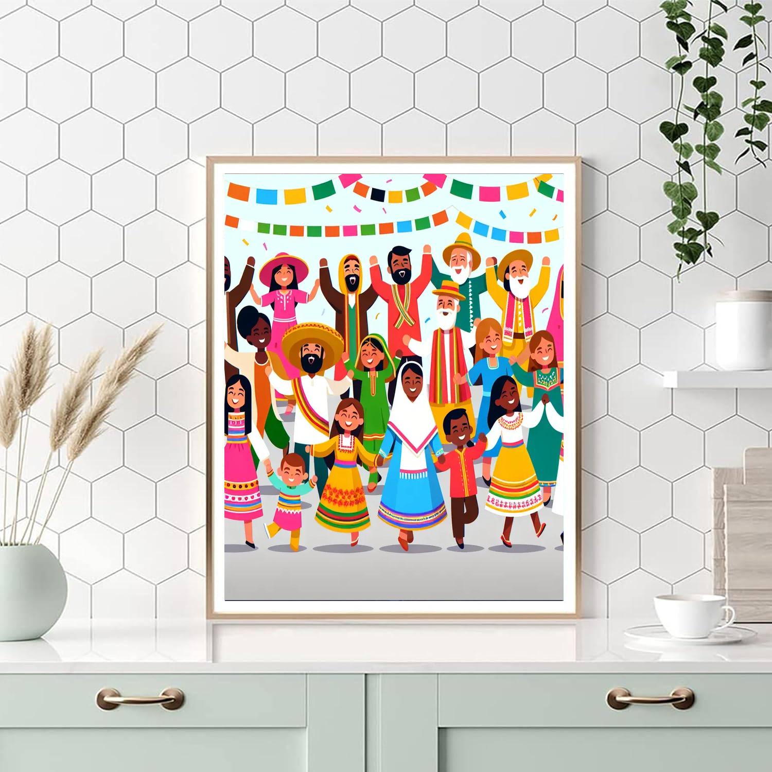 Vibrant Village Parade Painting Number Kit