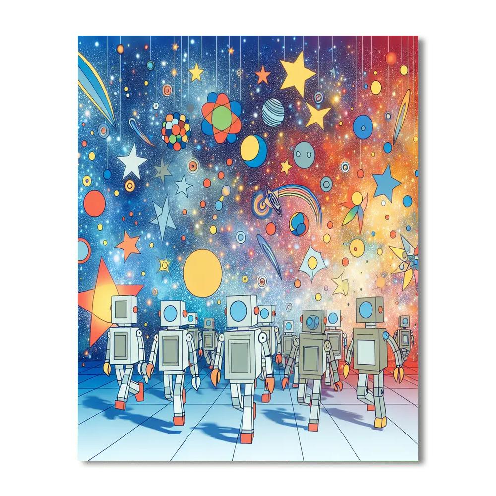 Robot Space Parade Paint By Numbers Art