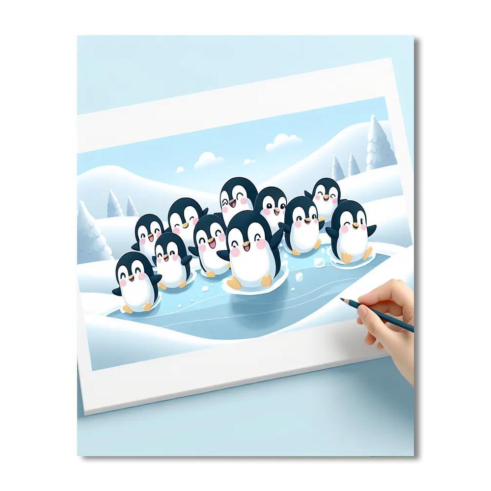 Polar Penguin Parade Paint By Numbers