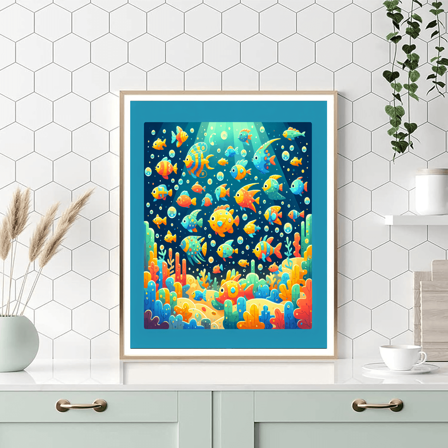 Underwater Adventure With Colorful Fish Painting By Numbers Kit
