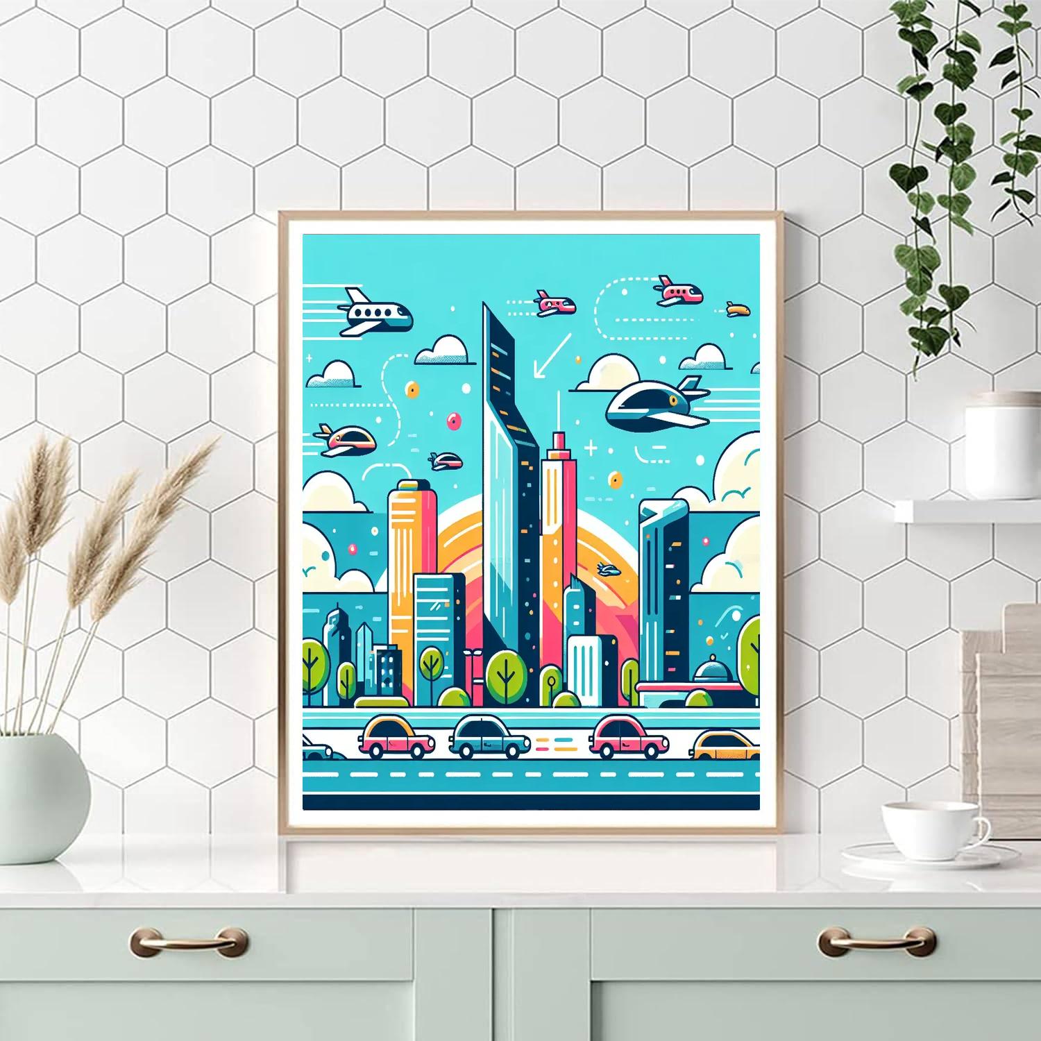 Futuristic Cityscape Journey Paint By Numbers Kits