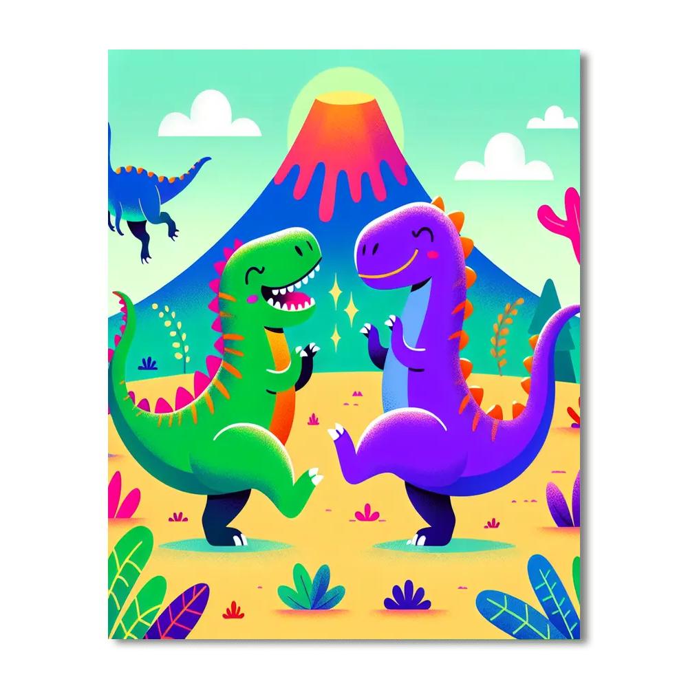 Dancing Dino Duo Paint By Numbers Art