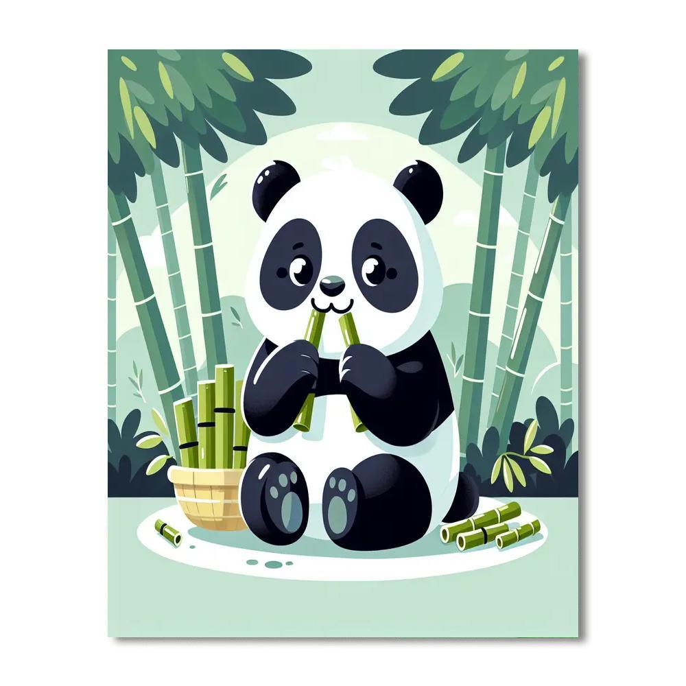 Cuddly Panda's Bamboo Feast Painting Number Kit
