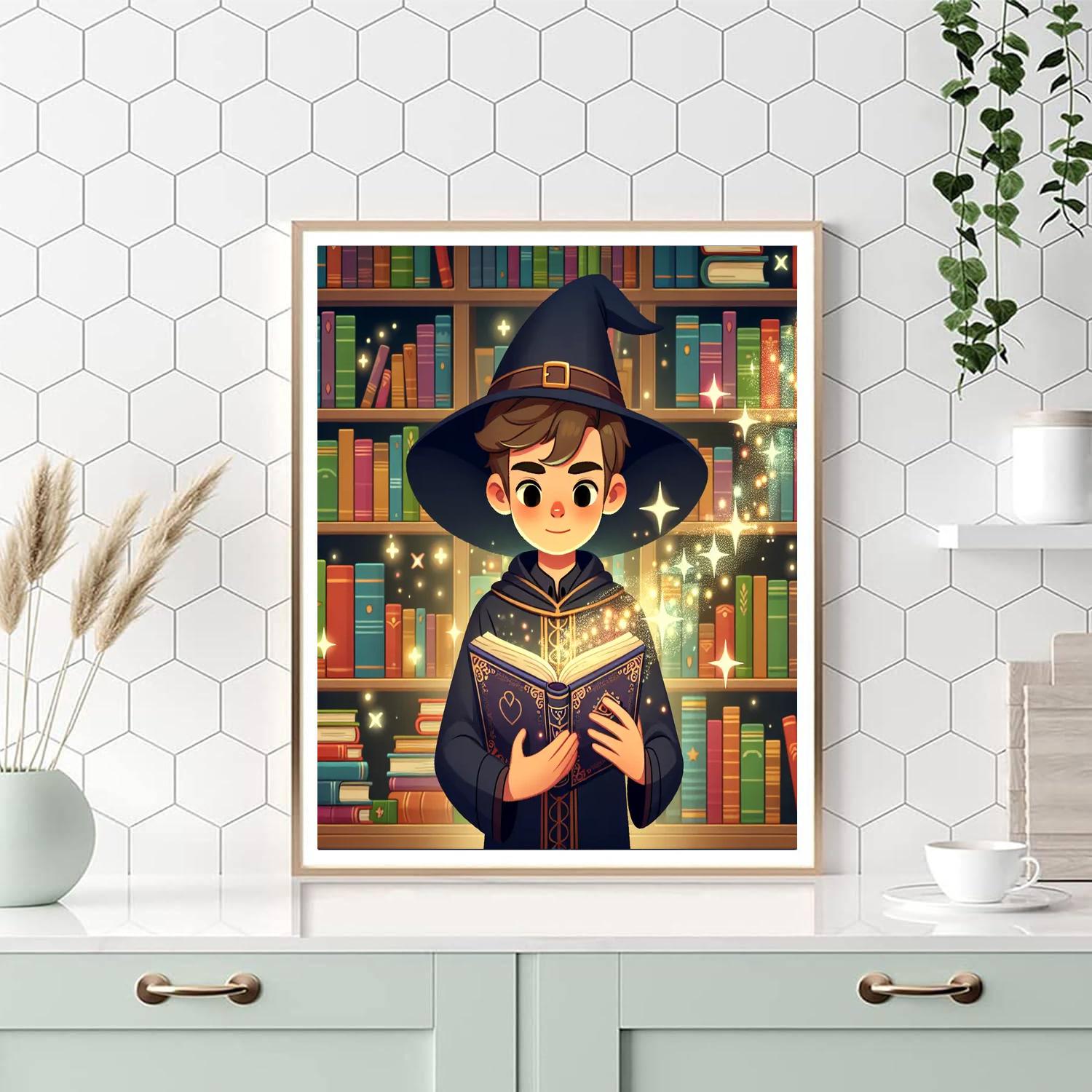Wizard's Enchanted Library Painting Number Kit