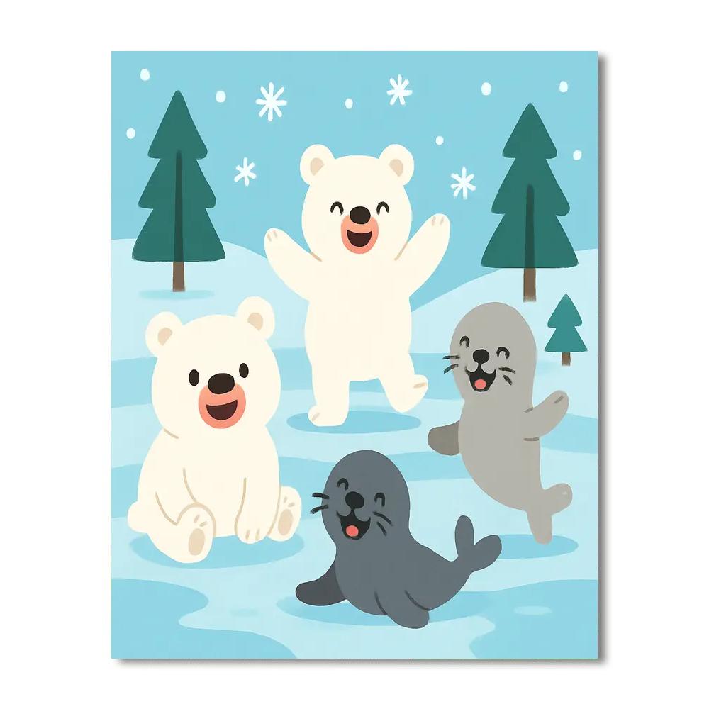 Playful Polar Party Painting By Numbers Kit