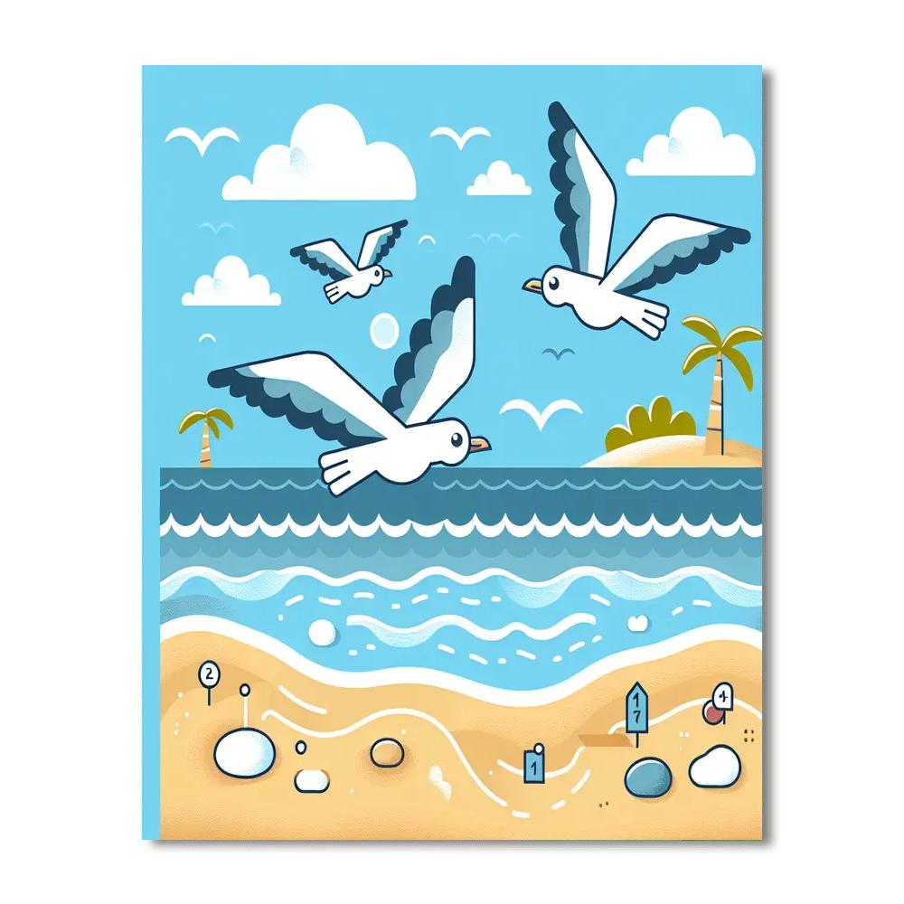 Spirited Seagull Soiree Number Painting