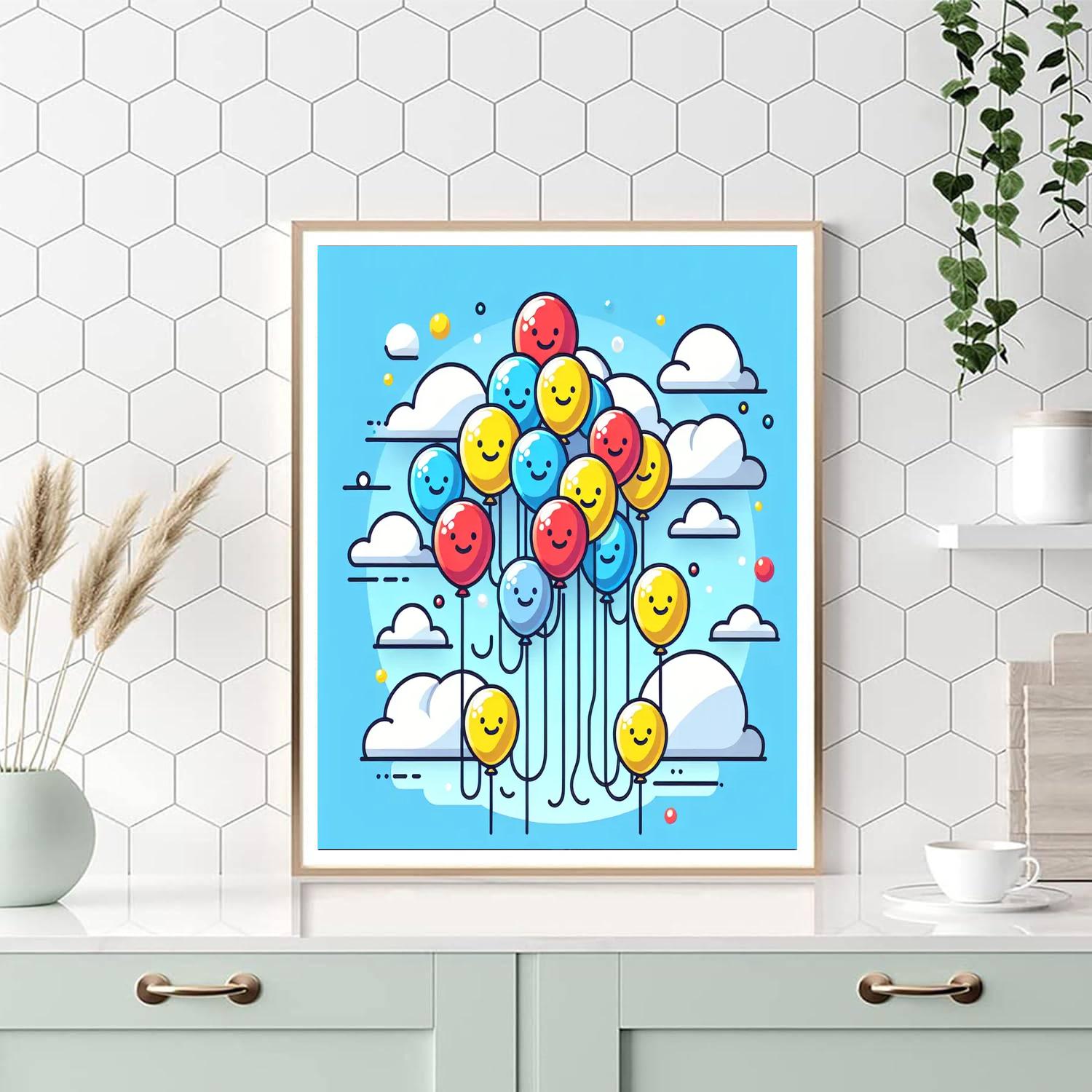 Bouncing Balloon Party Paint By Numbers Art