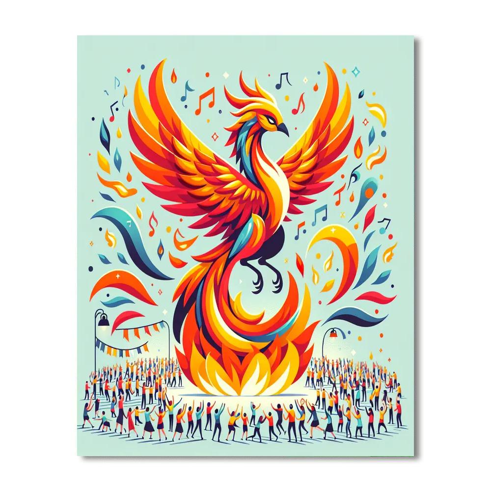 Phoenix's Fiery Festival Painting By Numbers Kit