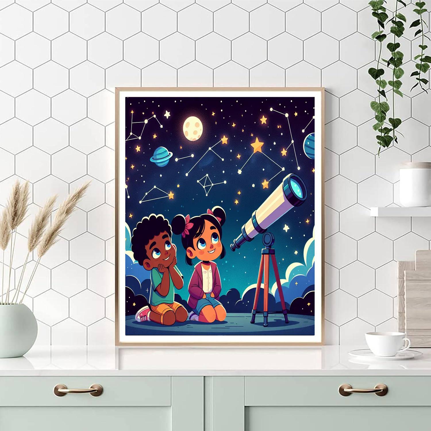 Astronomy Star Gazing Night Painting Number Kit