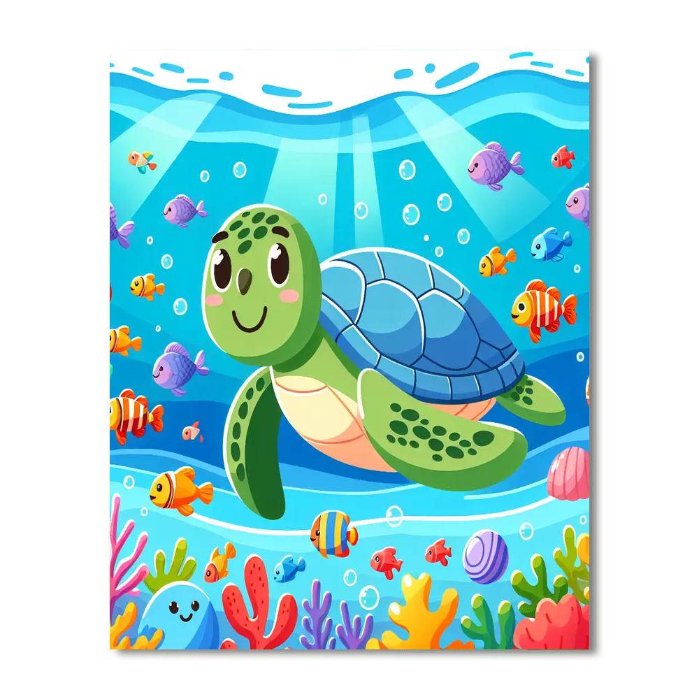 Sea Turtle Safari Paint By Numbers Art